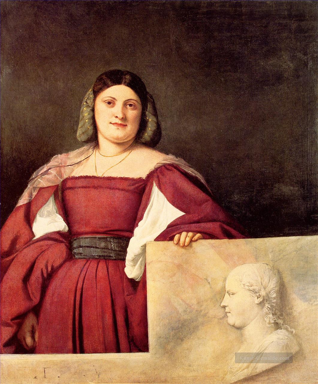 Porträt einer Frau calledLa Schiavona Tizians Ölgemälde